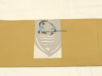 平和屋着物●爪掻き本綴れ　八寸名古屋帯　休み鳥　名古屋仕立て　正絹　逸品　CABD4047dy