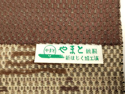 平和屋着物●本場筑前博多織 八寸名古屋帯 紬地 草花文 金銀糸 やまと誂製 正絹 逸品 CABD4048dy