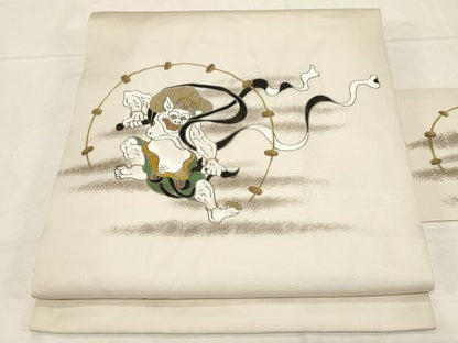 平和屋着物●九寸名古屋帯　作家物　雷神　金彩　正絹　逸品　CABD4050dy