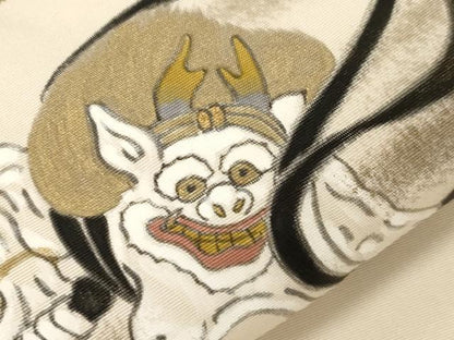 平和屋着物●九寸名古屋帯　作家物　雷神　金彩　正絹　逸品　CABD4050dy