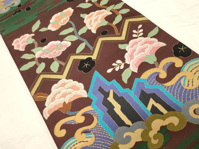 平和屋着物●ファッションデザイナー　HIROKO KOSHINO　コシノヒロコ 　六通柄袋帯　唐織　立波更紗文　金糸　正絹　逸品　CABD4055dy