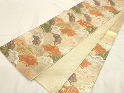平和屋着物●佐賀錦　六通柄袋帯　唐織　能衣若松重ね文　金糸　正絹　逸品　未使用　CABD4061dy