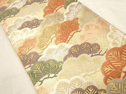 平和屋着物●佐賀錦　六通柄袋帯　唐織　能衣若松重ね文　金糸　正絹　逸品　未使用　CABD4061dy