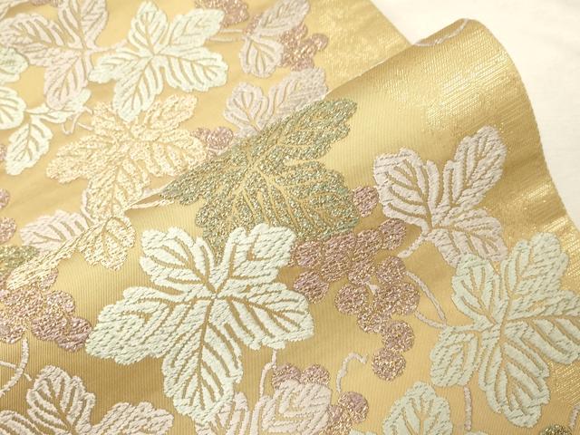 平和屋着物●六通柄袋帯　唐織　葡萄蔦の葉文　金糸　正絹　逸品　CABD4065dy