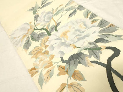 平和屋着物●太鼓柄袋帯　すくい織　草花文　正絹　逸品　未使用　CABD4068dy