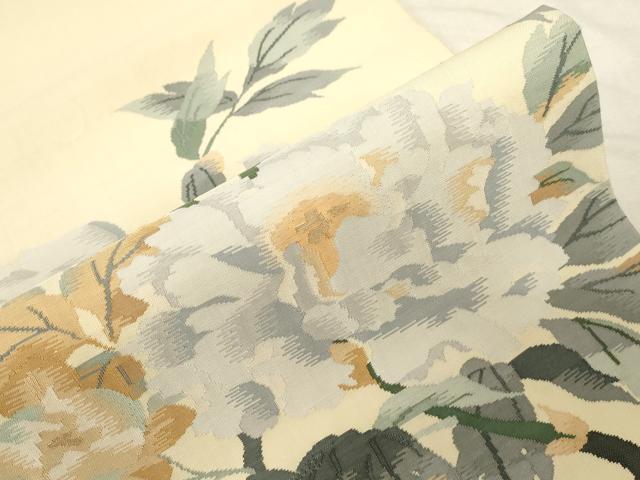 平和屋着物●太鼓柄袋帯　すくい織　草花文　正絹　逸品　未使用　CABD4068dy