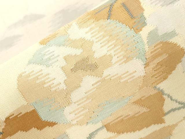 平和屋着物●太鼓柄袋帯　すくい織　草花文　正絹　逸品　未使用　CABD4068dy