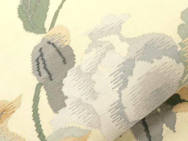 平和屋着物●太鼓柄袋帯　すくい織　草花文　正絹　逸品　未使用　CABD4068dy