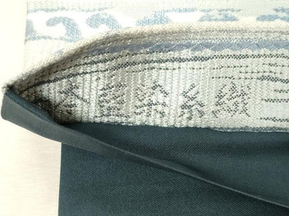 平和屋着物●六通柄袋帯　本藍染織　藍染苑　狩猟花鳥丸文　正絹　逸品　CABD4070dy