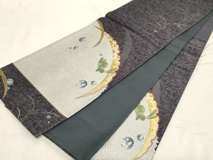 平和屋着物●六通柄袋帯　雪芝兎文　金銀糸　正絹　逸品　CABD4073dy