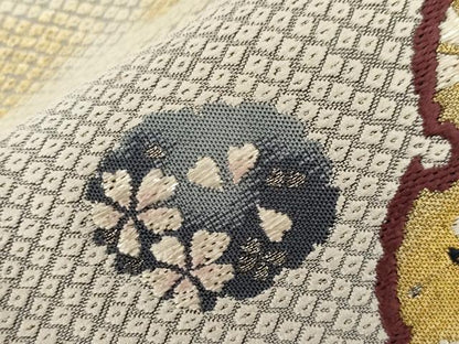 平和屋着物●六通柄袋帯　雪芝兎文　金銀糸　正絹　逸品　CABD4073dy