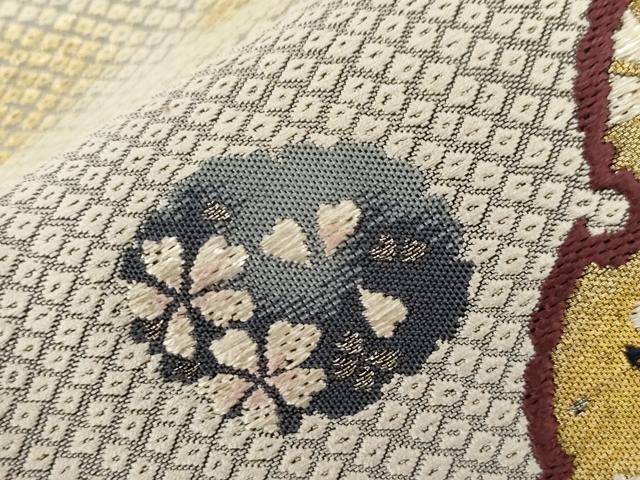 平和屋着物●六通柄袋帯　雪芝兎文　金銀糸　正絹　逸品　CABD4073dy