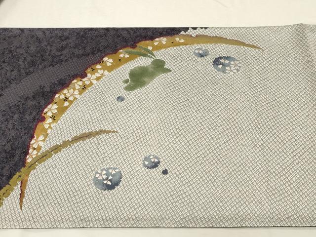 平和屋着物●六通柄袋帯　雪芝兎文　金銀糸　正絹　逸品　CABD4073dy