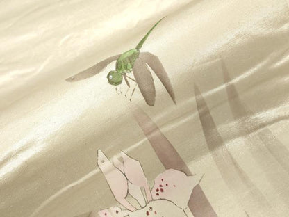 平和屋着物●太鼓柄袋帯　ラインストーン　蜻蛉　草花　引箔　正絹　逸品　CABD4078dy
