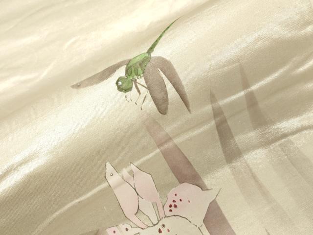 平和屋着物●太鼓柄袋帯　ラインストーン　蜻蛉　草花　引箔　正絹　逸品　CABD4078dy