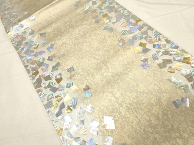 平和屋着物●金彩友禅作家　金彩の魔術師　堀省平　金煌織　六通柄袋帯　色紙重ね文　銀彩　正絹　逸品　CABD4081dy