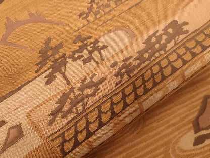 平和屋着物●名門木屋太　今河織物　皆川泰蔵　染色家　六通柄袋帯　風景文　正絹　逸品　CABD4082dy