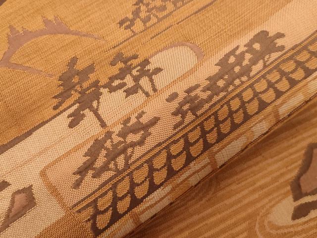 平和屋着物●名門木屋太　今河織物　皆川泰蔵　染色家　六通柄袋帯　風景文　正絹　逸品　CABD4082dy