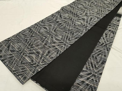 平和屋着物●六通柄袋帯　和紙　松煙染　幾何学文　正絹　逸品　CABD4085dy
