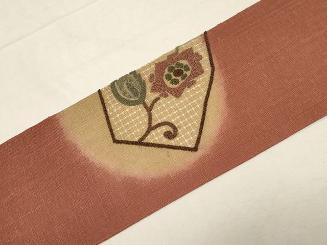 平和屋着物●中国三大刺繍　スワトウ刺繍　相良刺繍　総刺繍　つけ帯　更紗花唐草文　正絹　逸品　未使用　CABD4089dy
