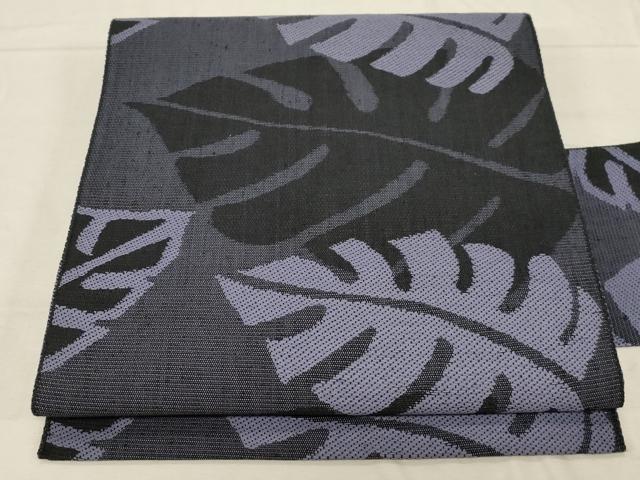 平和屋着物●八寸名古屋帯　紬地　葉尽くし文　名古屋仕立て　正絹　逸品　CABD4090dy