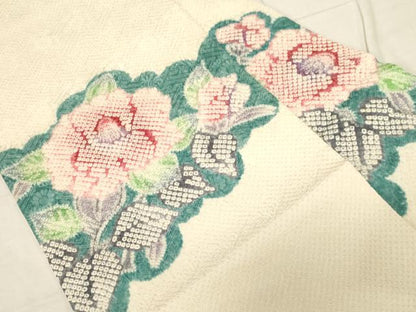 平和屋着物●名門　藤娘きぬたや・総絞り　九寸名古屋帯　絞り　草花文　正絹　逸品　CABD4095dy