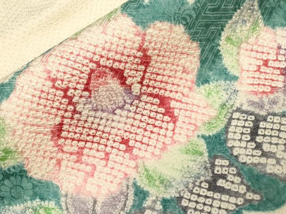 平和屋着物●名門　藤娘きぬたや・総絞り　九寸名古屋帯　絞り　草花文　正絹　逸品　CABD4095dy