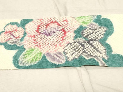 平和屋着物●名門　藤娘きぬたや・総絞り　九寸名古屋帯　絞り　草花文　正絹　逸品　CABD4095dy