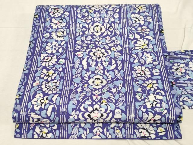 平和屋着物●九寸名古屋帯　ぜんまい紬　型染め　更紗花間道　正絹　逸品　未使用　CABD4096dy