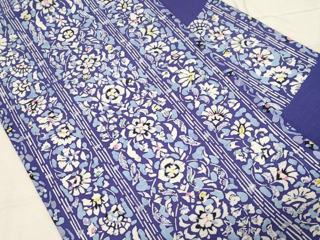 平和屋着物●九寸名古屋帯　ぜんまい紬　型染め　更紗花間道　正絹　逸品　未使用　CABD4096dy