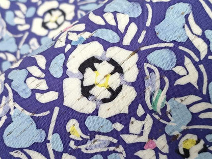 平和屋着物●九寸名古屋帯　ぜんまい紬　型染め　更紗花間道　正絹　逸品　未使用　CABD4096dy