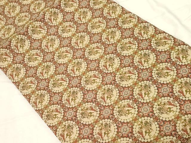 平和屋着物●龍村美術織物　九寸開き名古屋帯　獅子狩文錦　金糸　正絹　逸品　CABD4098dy