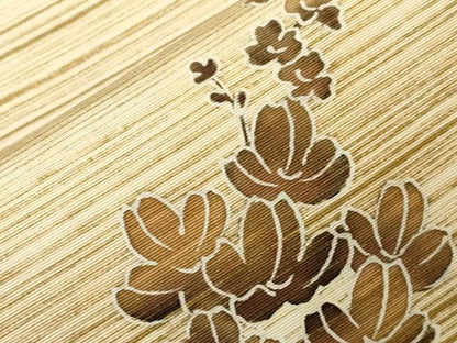 平和屋着物●塩瀬　九寸名古屋帯　草花文　金彩　正絹　逸品　CABD4099dy