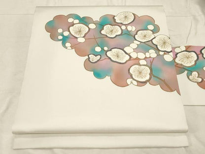平和屋着物●染色作家　田中文子　塩瀬　九寸名古屋帯　枝梅文　金彩　正絹　逸品　未使用　CABD4100dy