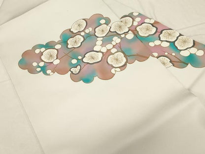 平和屋着物●染色作家　田中文子　塩瀬　九寸名古屋帯　枝梅文　金彩　正絹　逸品　未使用　CABD4100dy