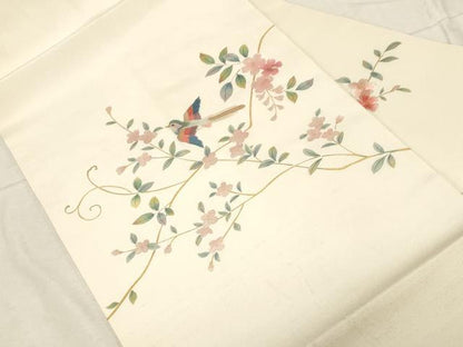 平和屋着物●九寸名古屋帯　花鳥文　金彩　正絹　逸品　CABD4101dy