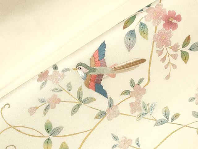 平和屋着物●九寸名古屋帯　花鳥文　金彩　正絹　逸品　CABD4101dy
