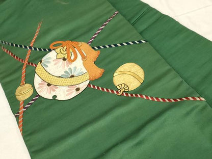 平和屋着物●中国三大刺繍　相良刺繍　総刺繍　アンティーク　大正ロマン　九寸名古屋帯　駒刺繍　鈴花文　金糸　正絹　逸品　CABD4106dy