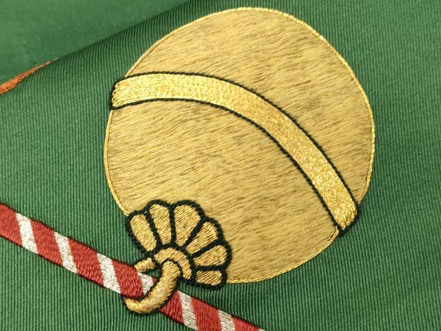 平和屋着物●中国三大刺繍　相良刺繍　総刺繍　アンティーク　大正ロマン　九寸名古屋帯　駒刺繍　鈴花文　金糸　正絹　逸品　CABD4106dy