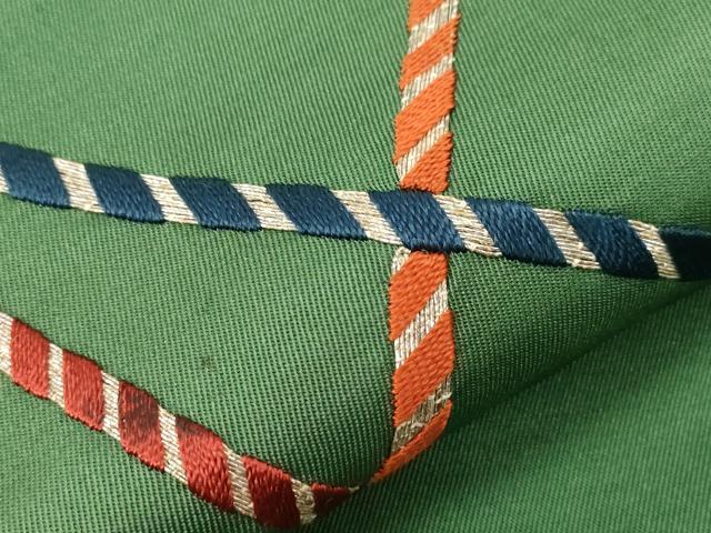 平和屋着物●中国三大刺繍　相良刺繍　総刺繍　アンティーク　大正ロマン　九寸名古屋帯　駒刺繍　鈴花文　金糸　正絹　逸品　CABD4106dy