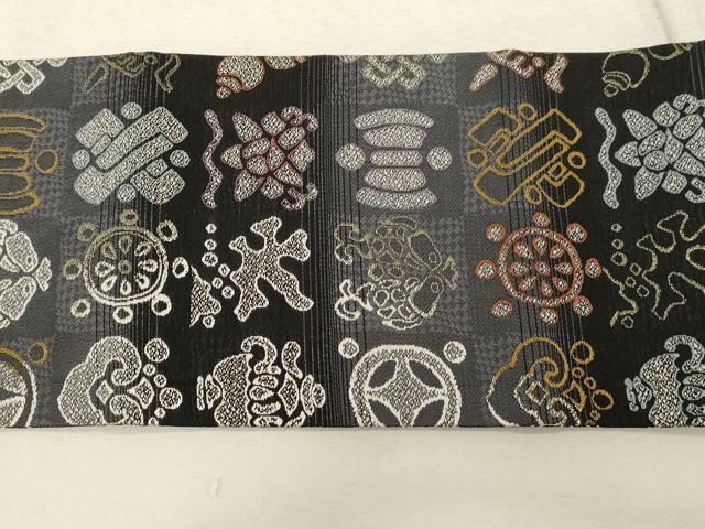 平和屋着物●九寸名古屋帯　吉祥文　金銀糸　正絹　逸品　CABD4107dy