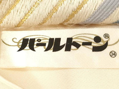平和屋着物●全通柄袋帯　幾何学文　金糸　正絹　逸品　CABD4113dy