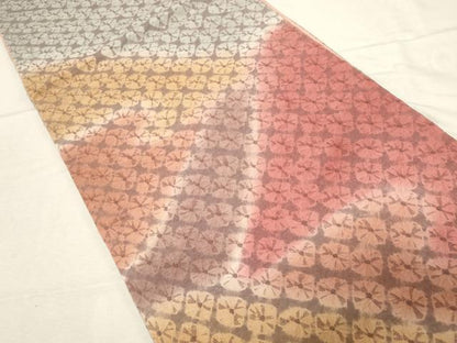 平和屋着物●六通柄袋帯　紬地　蜘蛛絞り　霞文　正絹　逸品　CABD4116dy