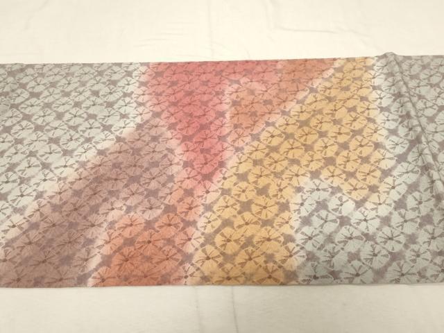 平和屋着物●六通柄袋帯　紬地　蜘蛛絞り　霞文　正絹　逸品　CABD4116dy