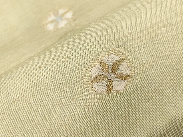 平和屋着物●太鼓柄袋帯　すくい織　草花丸文　金糸　正絹　逸品　CABD4117dy