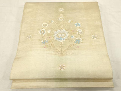 平和屋着物●太鼓柄袋帯　すくい織　草花丸文　金糸　正絹　逸品　CABD4117dy