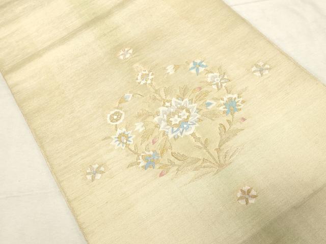 平和屋着物●太鼓柄袋帯　すくい織　草花丸文　金糸　正絹　逸品　CABD4117dy
