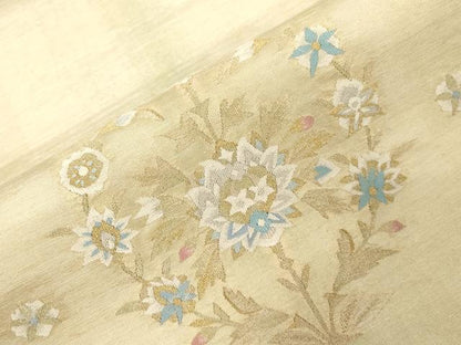 平和屋着物●太鼓柄袋帯　すくい織　草花丸文　金糸　正絹　逸品　CABD4117dy