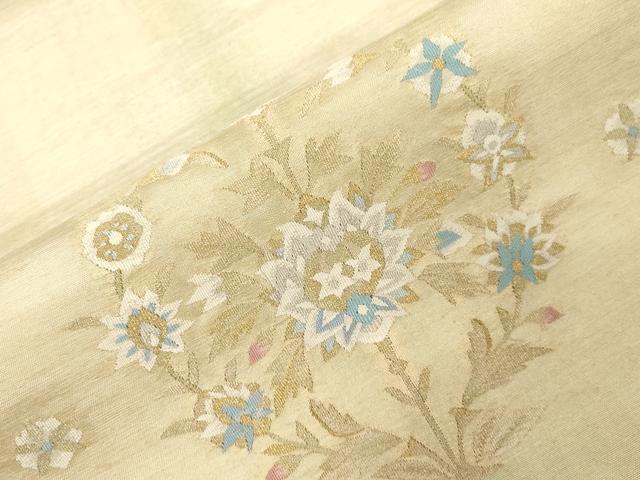 平和屋着物●太鼓柄袋帯　すくい織　草花丸文　金糸　正絹　逸品　CABD4117dy