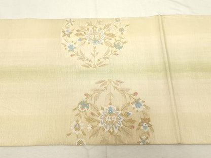 平和屋着物●太鼓柄袋帯　すくい織　草花丸文　金糸　正絹　逸品　CABD4117dy